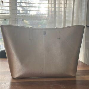 Kurt Geiger Gold Leather Structured Tote Bag